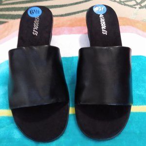 AEROSOLES Florida Black Wedge Slide Sandal SIZE 6.5